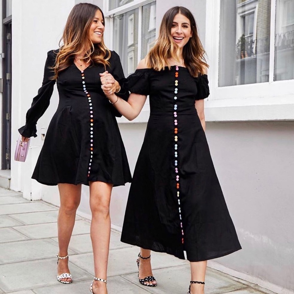 Olivia Rubin Black Rainbow Button Dress